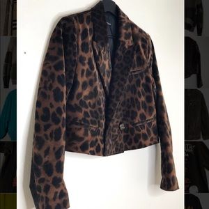 Zara Cropped Leopard Print jacket Size M